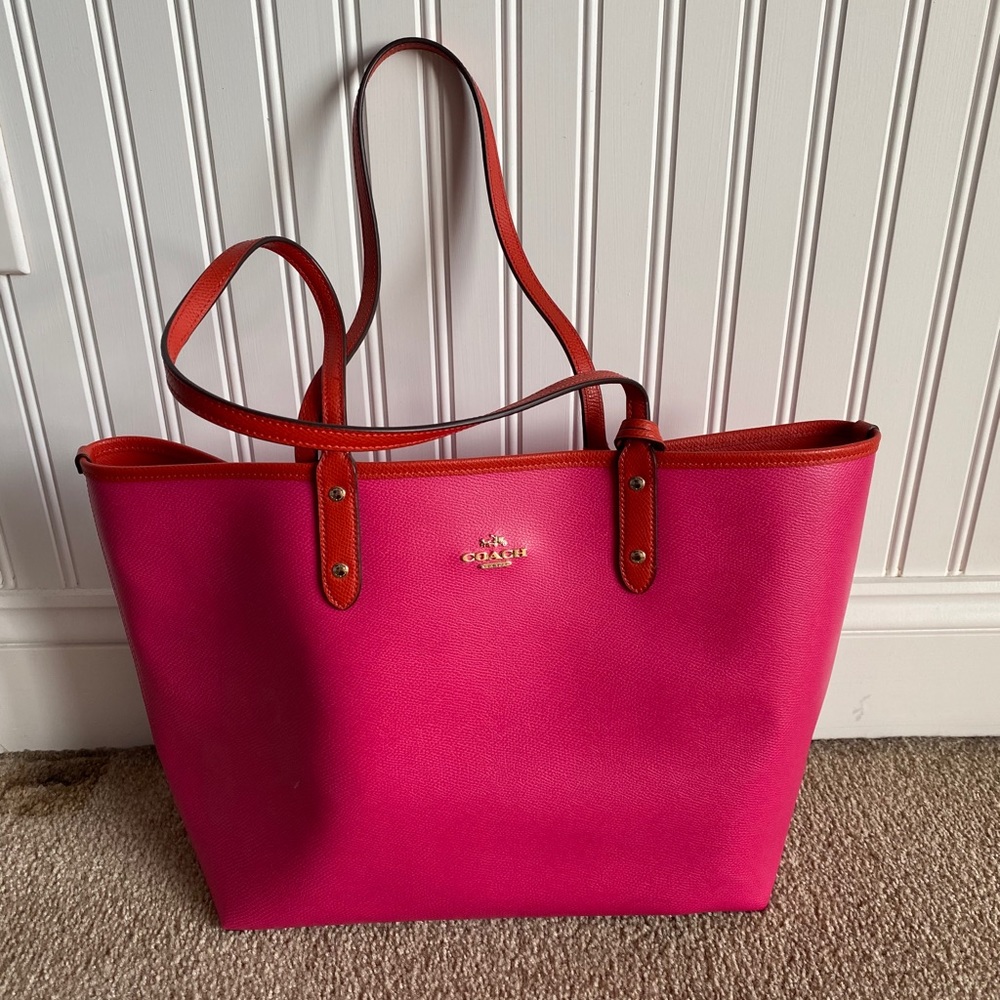 Coach Irreversible Tote Bag Pink/Orange